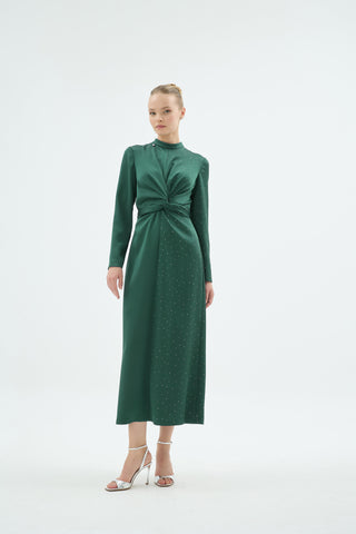 Umberto Crystal Dress – Emerald