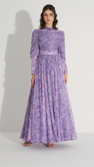 Tulle Detailed Chiffon Dress — Lila