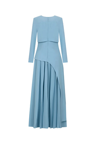 Layered Maxi Evening Dress – Light Blue