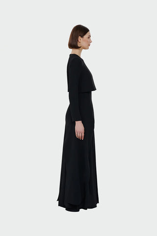 Layered Maxi Evening Dress – Black