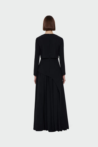 Layered Maxi Evening Dress – Black