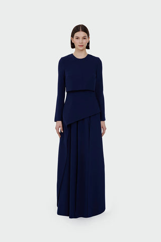 Layered Maxi Evening Dress – Navy