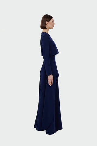 Layered Maxi Evening Dress – Navy