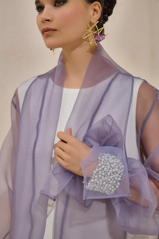 Valeria Organza Abaya Lilac