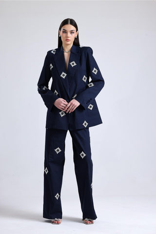 Veil Embellished Set — Navy Blue