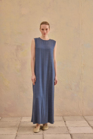 Vienna Sleeveless Dress & Tailored Blazer Set – Brown & Blue