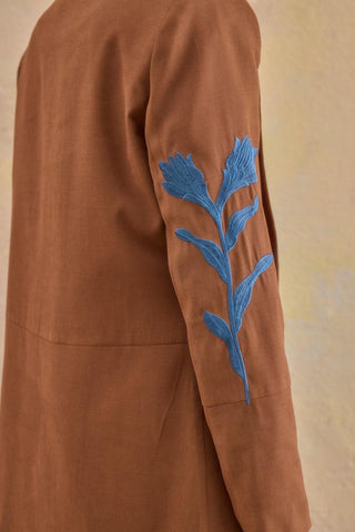 Vienna Sleeveless Dress & Tailored Blazer Set – Brown & Blue