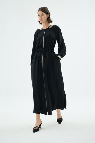 Vilma Zip-Front Dress – Black