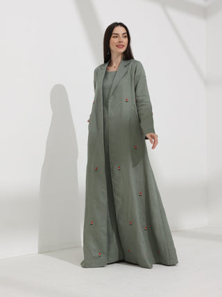 Watermelon Linen Abaya Sage Green