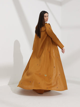Watermelon Linen Abaya Mustered Yellow