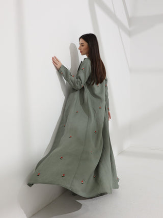 Watermelon Linen Abaya Sage Green