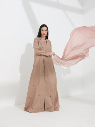 Watermelon Linen Abaya Dusty Pink