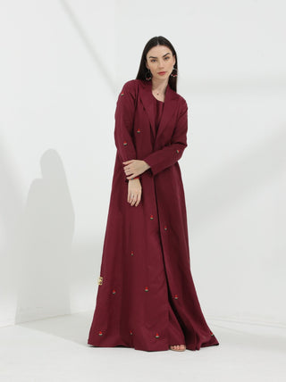 Watermelon Linen Abaya Wine