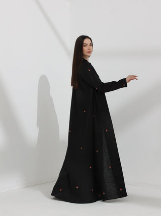 Watermelon Linen Abaya Black