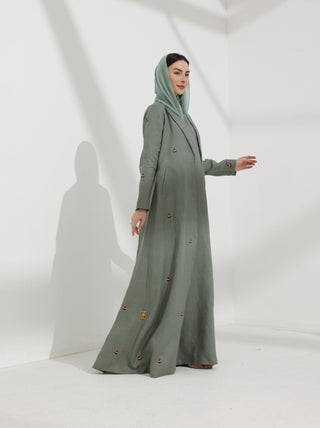 Watermelon Linen Abaya Sage Green