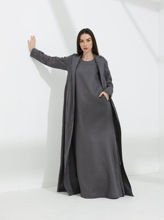 Watermelon Linen Abaya Grey