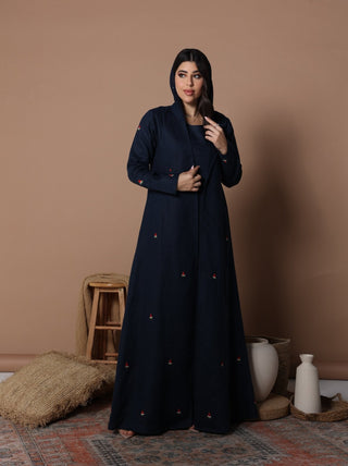 Watermelon Linen Abaya Navy Blue