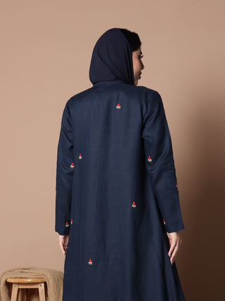 Watermelon Linen Abaya Navy Blue