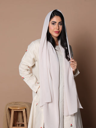 Watermelon Linen Abaya Oat Milk