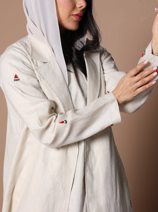 Watermelon Linen Abaya Oat Milk
