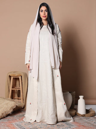 Watermelon Linen Abaya Oat Milk