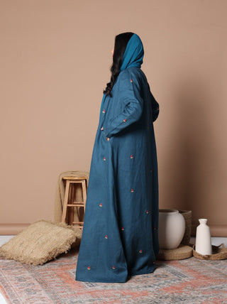 Watermelon Linen Abaya Teal blue