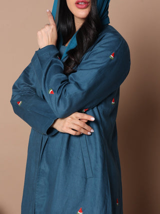 Watermelon Linen Abaya Teal blue