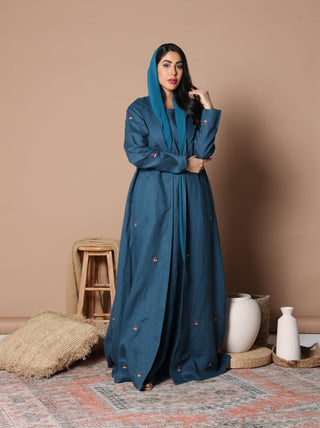 Watermelon Linen Abaya Teal blue
