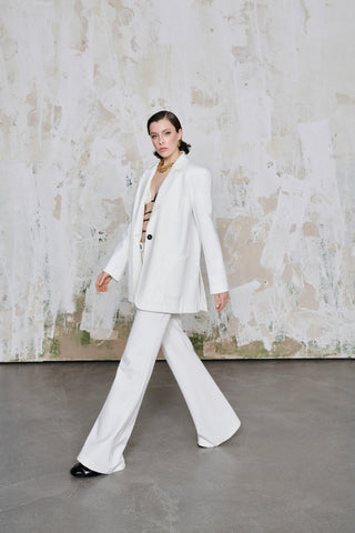 Maëlle Oversize Knit Blazer – White