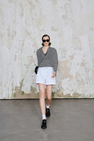 Freya Striped Knit Blouse - Black/White