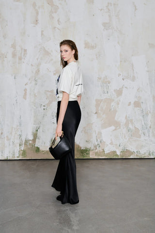 Glamour Viscose  High-Waisted Skirt - Black