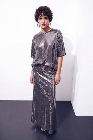 Glamour Silver Long Skirt