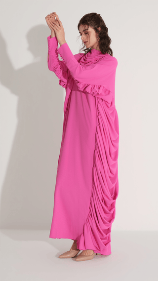 Ruched Kaftan Dress – Fuchsia