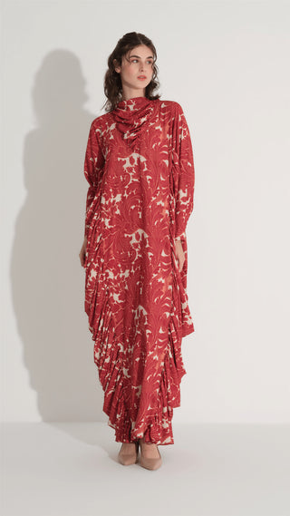 YANLARI BÜZGÜLÜ KAFTAN ELBİSE Tarçın