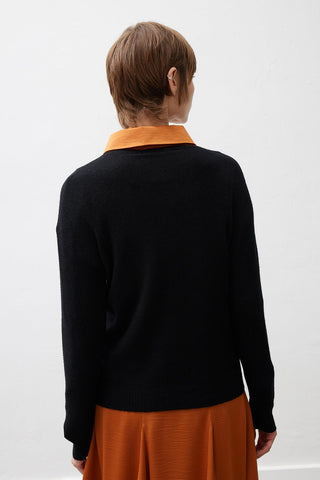 Yasemin Pocket Knit Sweater – Black